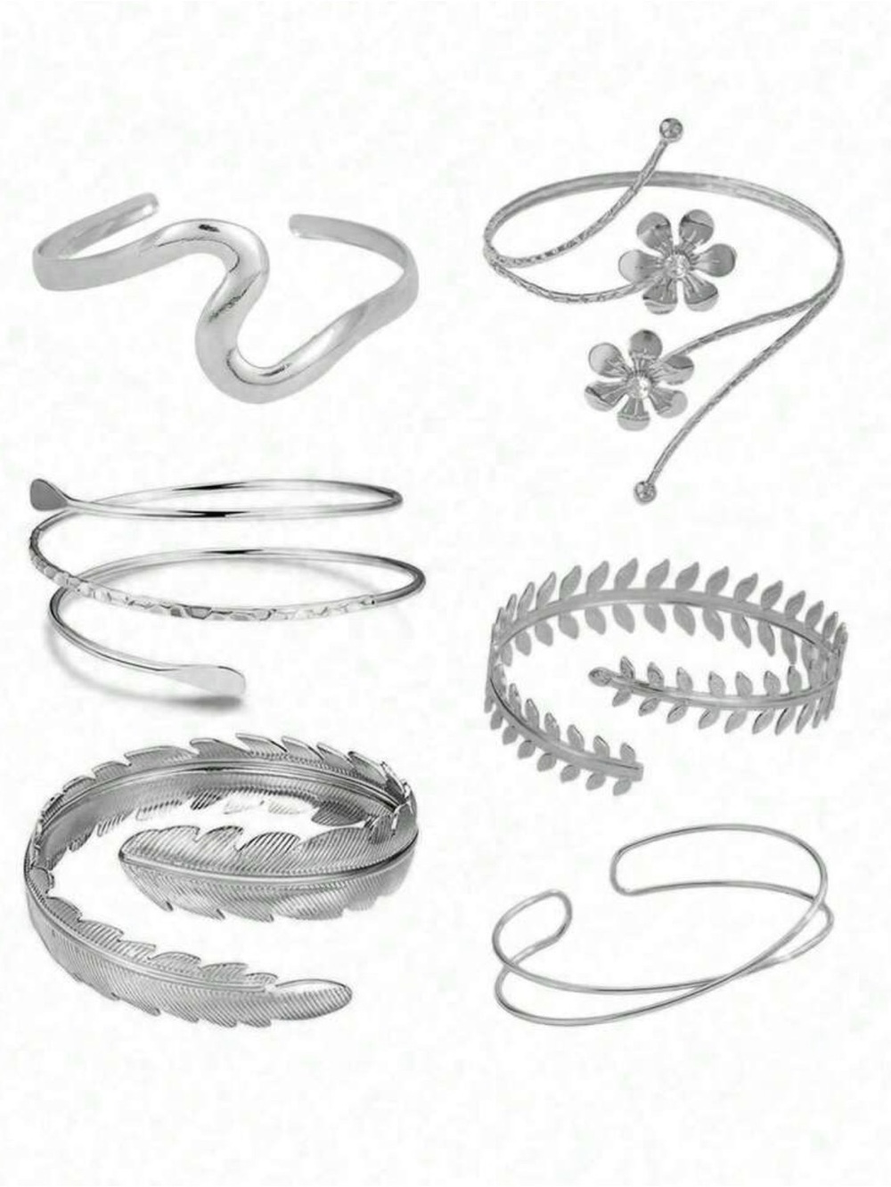 NWT SHEIN Silver Tone Mixed Arm Cuff Set
